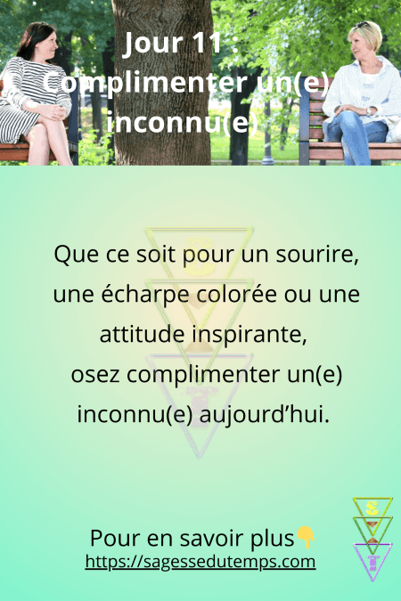 Jour 11 du défi 28 jours de sagesse et de bien être : complimenter un(e) inconnu(e) pour un sourire, une écharpe colorée