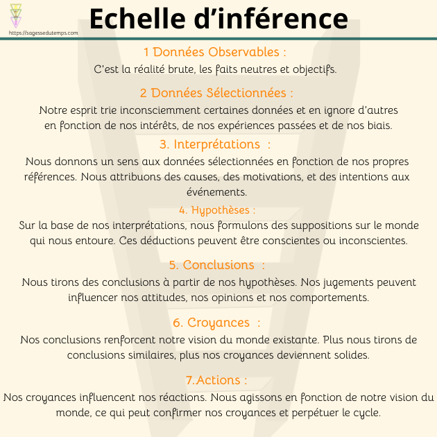 Observation ou inférence ? Apprenez à faire la différence 6 échelle d'inférence : liste des 7 points du processus de déduction