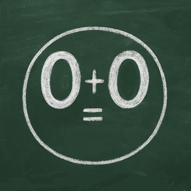 Le zéro : Point d’origine de la Sagesse 1 Zéro point d'origine de la sagesse. tableau d'écolier représentant 0+0=0 avec un visage symbolisant la blague française 0+0=la tête à toto