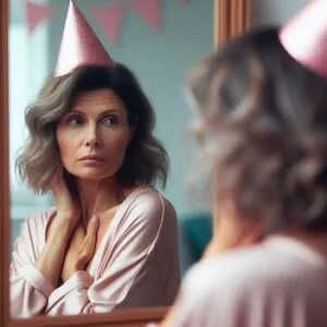 birthday blues femme regard miroir