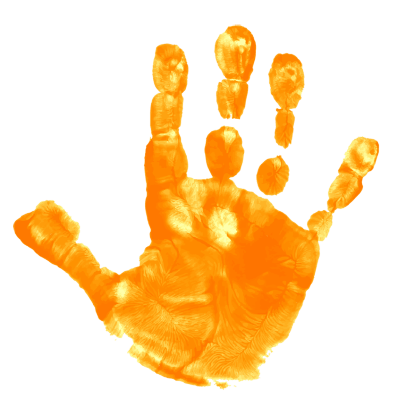 empreinte d'une main humaine orange