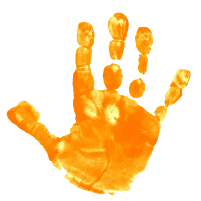 empreinte d'une main humaine orange