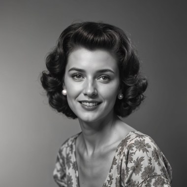 couper cheveux photo ia noir et blanc femme aux cheveux courts des années 50-60