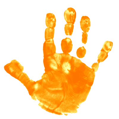 empreinte d'une main humaine orange